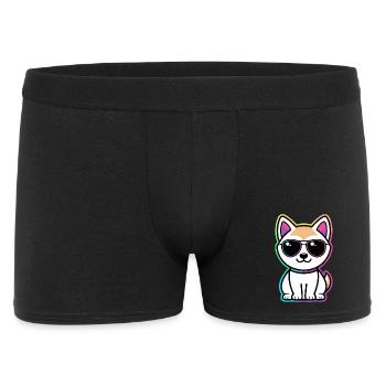 Katzen-Neon-Regenbogenbrille - Männer Boxer Shorts - Schwarz - Vorne