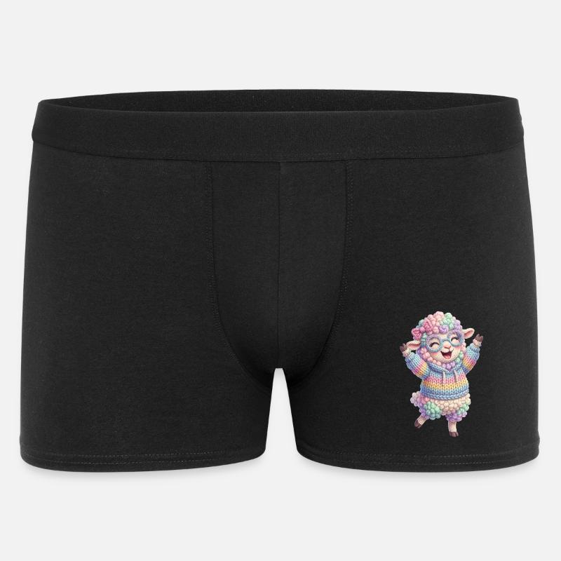Schaf Glücklich - Männer Boxer Shorts - Schwarz