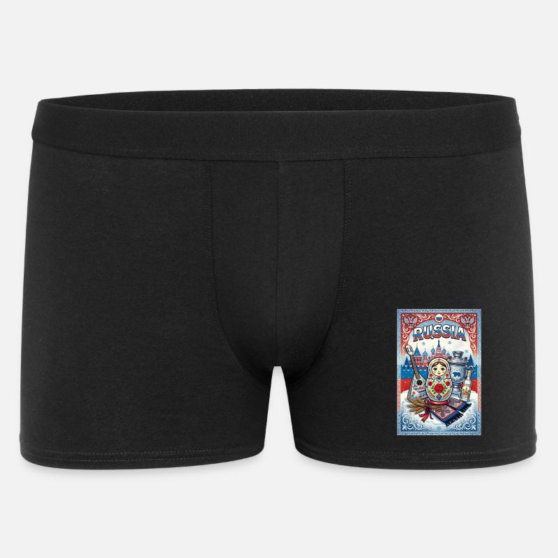 Russian Matryoshka and Samovar - Men's Boxer Shorts - black