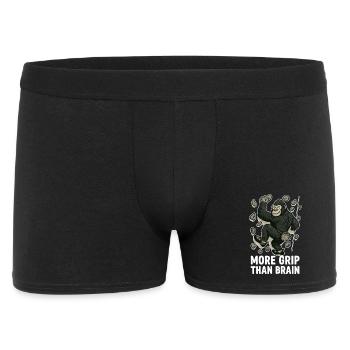 More Grip Than Brain – Gorilla beim Bouldern - Männer Boxer Shorts - Schwarz - Vorne