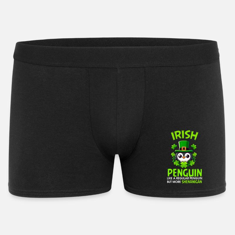 Leprechaun-Pinguin-Eskapaden - Männer Boxer Shorts - Schwarz