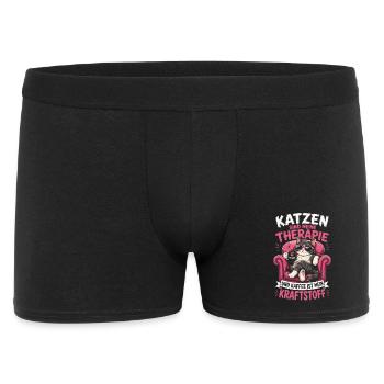 Katzen Sind Meine Therapie Kaffee Mein Antrieb - Männer Boxer Shorts - Schwarz - Vorne