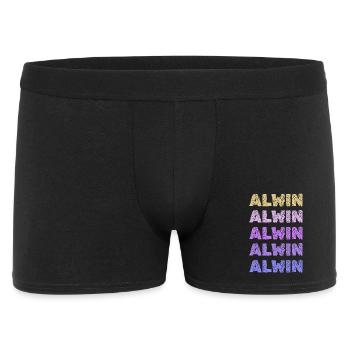 Name Alwin - Männer Boxer Shorts - Schwarz - Vorne