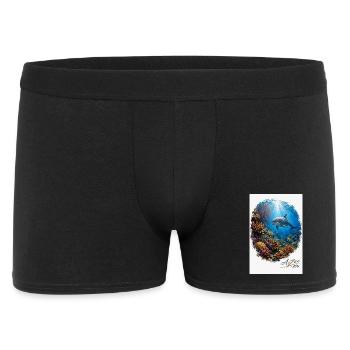 Unterwasser-Delfinenszene im Korallenwald - Männer Boxer Shorts - Schwarz - Vorne