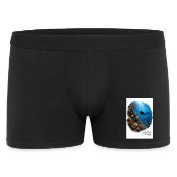 Azzo Unterwasser-Abenteuer - Männer Boxer Shorts - Schwarz - Vorne