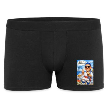Hellas Morgengruß am Strand - Männer Boxer Shorts - Schwarz - Vorne