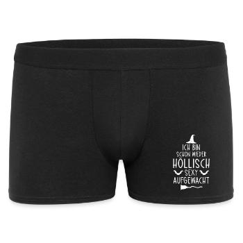 Halloween T-Shirt with German Text Höllisch Sexy - Männer Boxer Shorts - Schwarz - Vorne