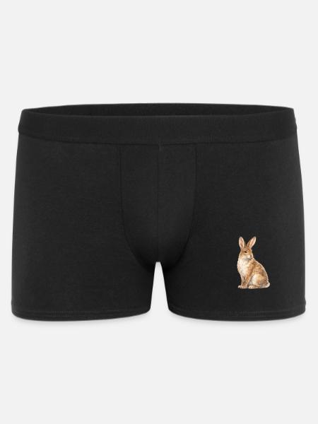 Wasserfarbenes Kaninchen Motiv - Männer Boxer Shorts - Schwarz