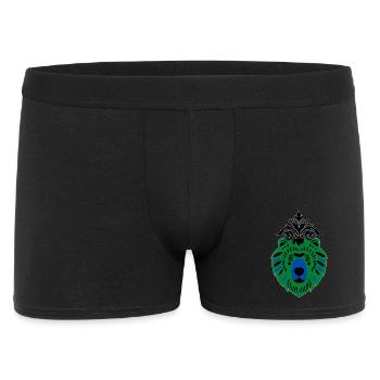 Bär in Grün-Blau - Männer Boxer Shorts - Schwarz - Vorne
