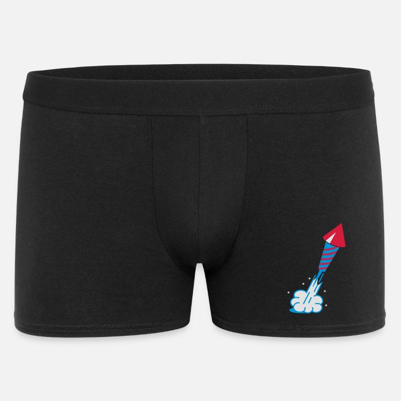 Eine Feuerwerksrakete beim Start - Männer Boxer Shorts - Schwarz