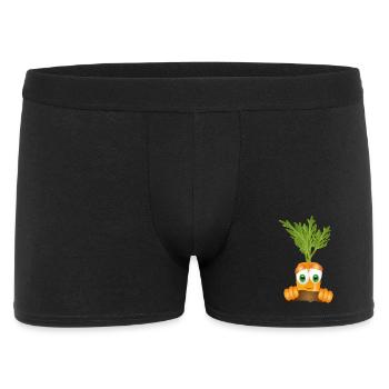 lustige erntereife Karotte im Gemüsebeet - Männer Boxer Shorts - Schwarz - Vorne