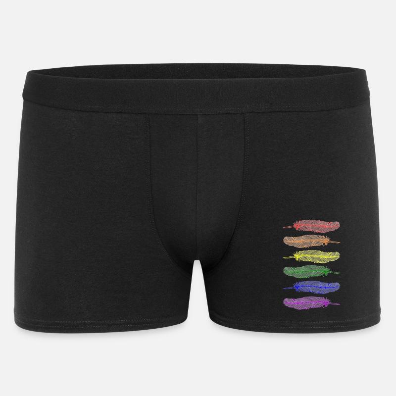 Federn Regenbogen - Männer Boxer Shorts - Schwarz