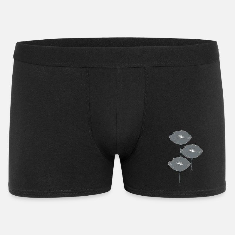 mohnblumen grau - Männer Boxer Shorts - Schwarz