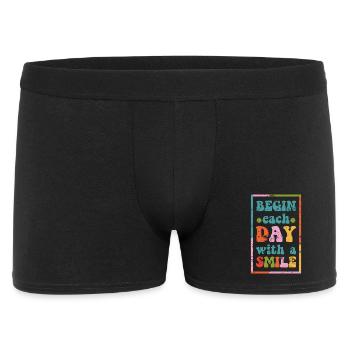 Motivierender T-Shirt Smile Day Grunge Effekt - Männer Boxer Shorts - Schwarz - Vorne