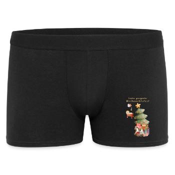 Frohes gesegnetes Weihnachtsfest beige Christbaum - Männer Boxer Shorts - Schwarz - Vorne