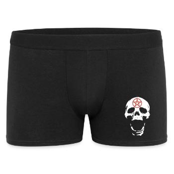 Crâne blanc et pentagramme rouge - Boxer Homme - noir - Devant