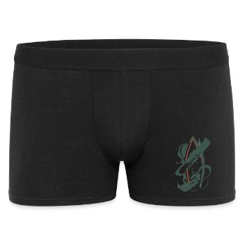 Abstraction Géométrique en Vert & Orange - Boxer Homme - noir - Devant