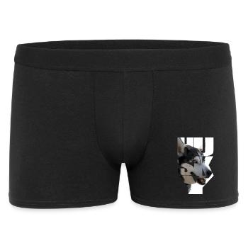 Lively husky design with head and text - Men's Boxer Shorts - black - Front