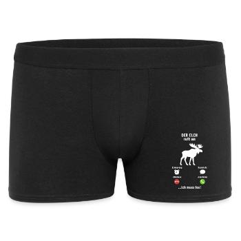 Der Elch ruft an - ich muss los - Spruch - Männer Boxer Shorts - Schwarz - Vorne