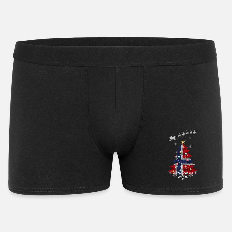Weihnachtsbaum mit norwegischer Flagge - Männer Boxer Shorts - Schwarz