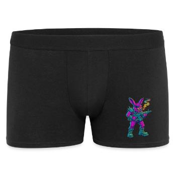Punk Bunny néon avec cigare et fusil - Boxer Homme - noir - Devant