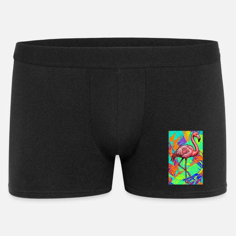 Flamingo - Männer Boxer Shorts - Schwarz