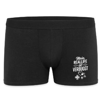 Real Life ist Verbuggt Gamer Spruch - Männer Boxer Shorts - Schwarz - Vorne