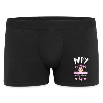 Papy en 2026 Fille Veuillez Patienter - Boxer Homme - noir - Devant