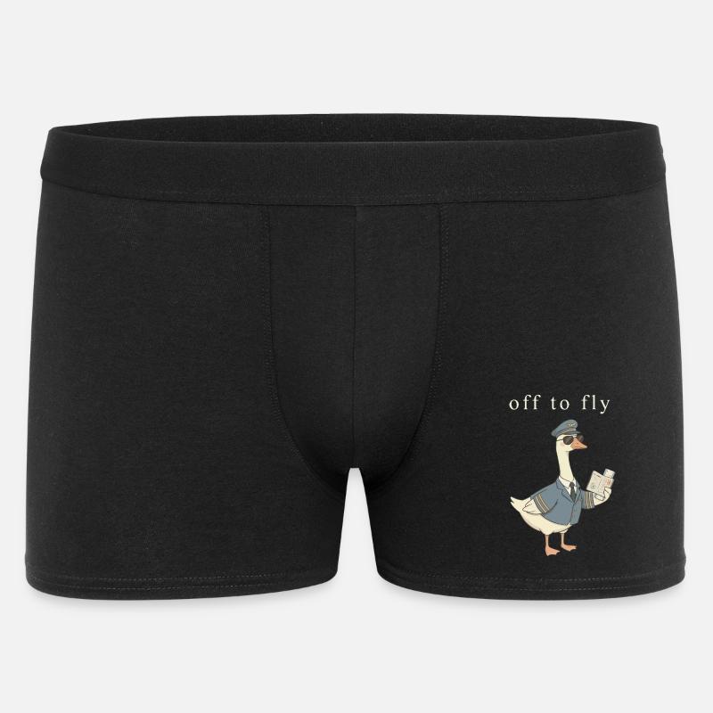 Ente Pilot auf Abflug - Männer Boxer Shorts - Schwarz