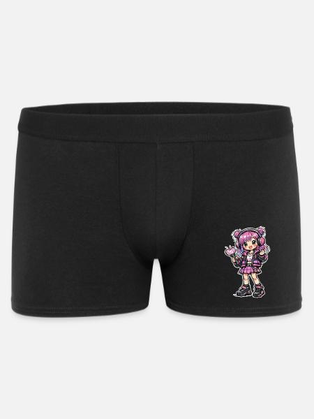 Kawaii Anime Mädchen mit Kopfhörer - Männer Boxer Shorts - Schwarz