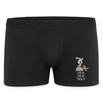 Komm schon, wirf es lustigen Hund Frisbee Diskuswurf - Männer Boxer Shorts - Schwarz - Vorne