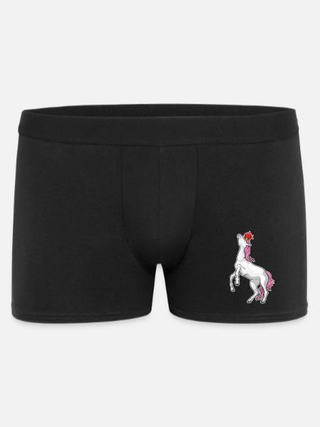 Einhorn Apfel  - Männer Boxer Shorts - Schwarz