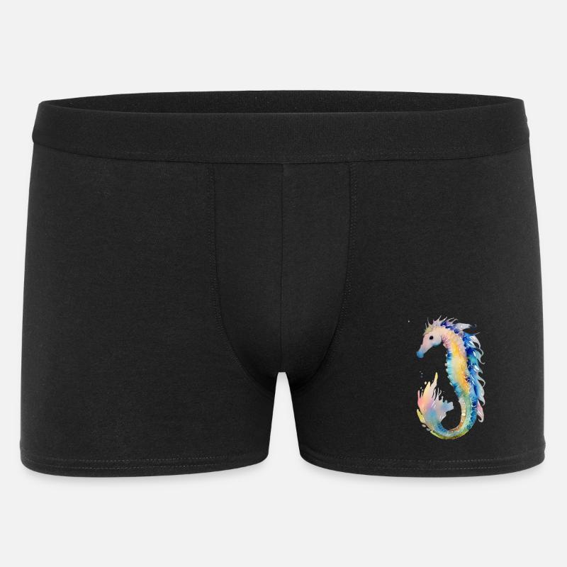 Seepferdchen - Männer Boxer Shorts - Schwarz