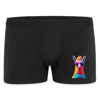 Retro-Alpaka-Rebellion - Männer Boxer Shorts - Schwarz - Vorne