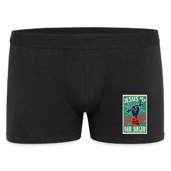 Jesus ist der Sieger  - Männer Boxer Shorts - Schwarz - Vorne