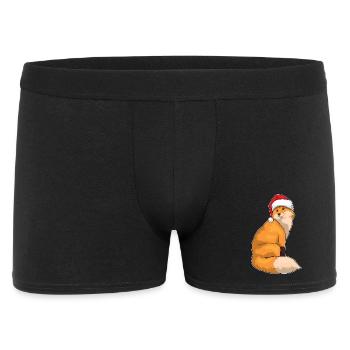 Fuchs Weihnachten Weihnachtsmütze - Männer Boxer Shorts - Schwarz - Vorne