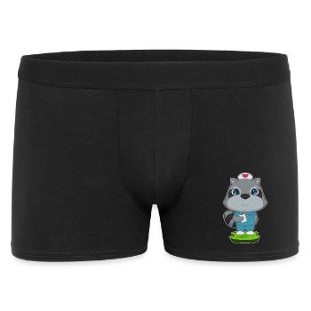 Waschbär Krankenschwester  - Männer Boxer Shorts - Schwarz - Vorne