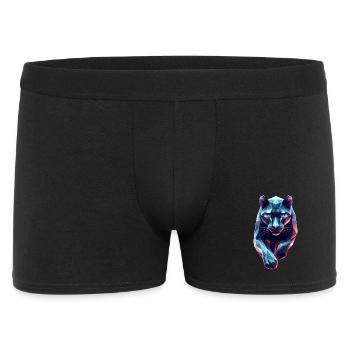 Blauer Panther Geometrisches Origami 3D - Männer Boxer Shorts - Schwarz - Vorne