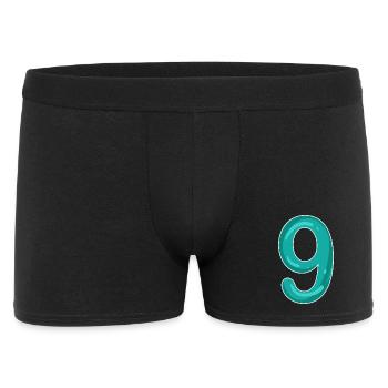 Zahl 9 - Neun - 9 Motiv - Männer Boxer Shorts - Schwarz - Vorne