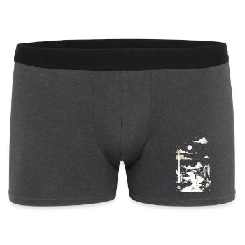 Weg durch die Wüste mit Fußspuren und Kaktus - Männer Boxer Shorts - Anthrazit - Vorne
