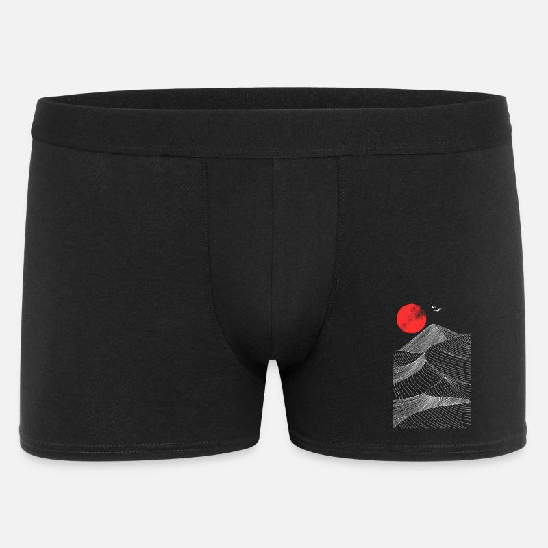 Rote Sonne über Bergen Abstrakt - Männer Boxer Shorts - Schwarz