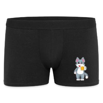 Katze Bier - Männer Boxer Shorts - Schwarz - Vorne