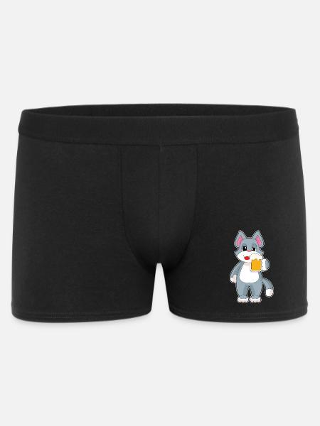Katze Bier - Männer Boxer Shorts - Schwarz