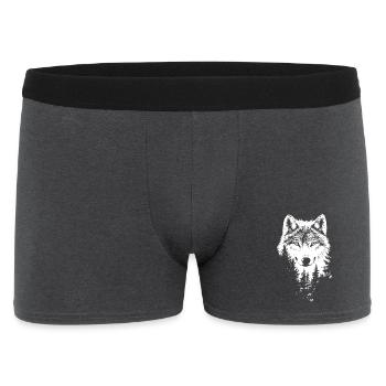 Silhouette de forêt de visage de loup - Boxer Homme - charbon - Devant