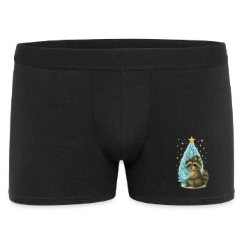 Magic raccoon in front of Christmas tree - Men's Boxer Shorts - black - Front