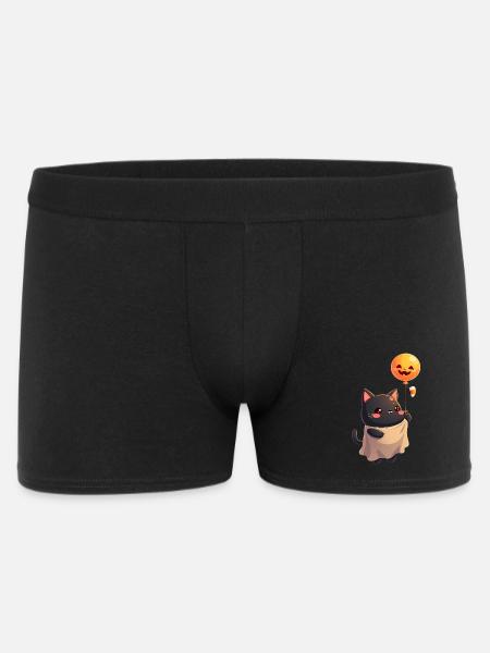 Chat d’Halloween avec citrouille d’Halloween - Boxer Homme - noir