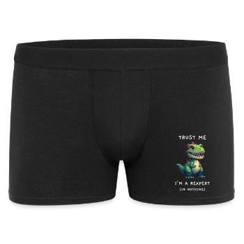 Drôle de T-Rex « Rexpert in Nothing » Dicton - Boxer Homme - noir - Devant