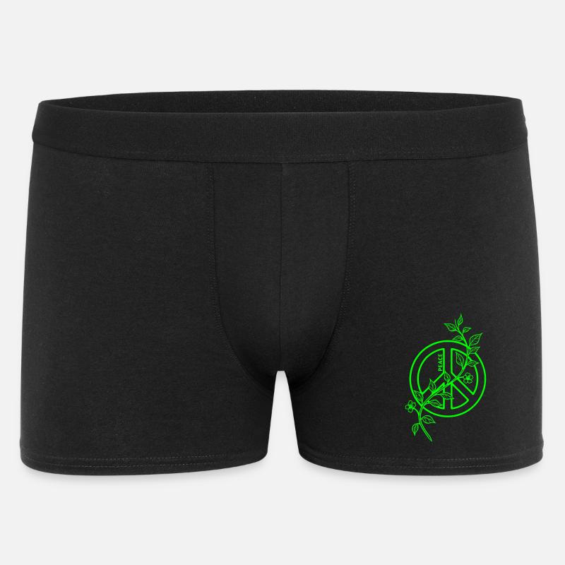 Neon Peace mit Blumenranke  - Männer Boxer Shorts - Schwarz
