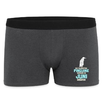 Juni Geburtstag Pinguin Spruch Lustig - Männer Boxer Shorts - Anthrazit - Vorne