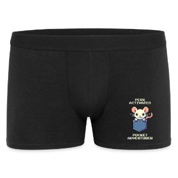 Perk aktiviert: Taschen-Abenteurer | Ratte - Männer Boxer Shorts - Schwarz - Vorne